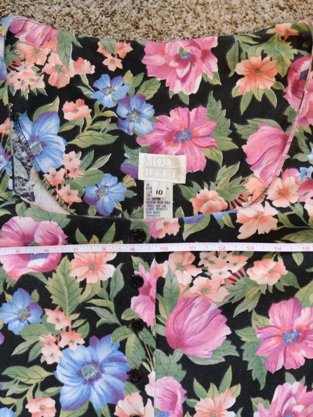 Vintage 90s Moda International Floral Maxi Dress | Pockets | Button Front | Size - Picture 6 of 10